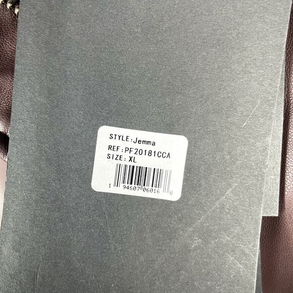 Apparis Jemma Puffer Jacket Cocoa Faux Leather Full Zip Funnel Neck Sz XL - Picture 14 of 16